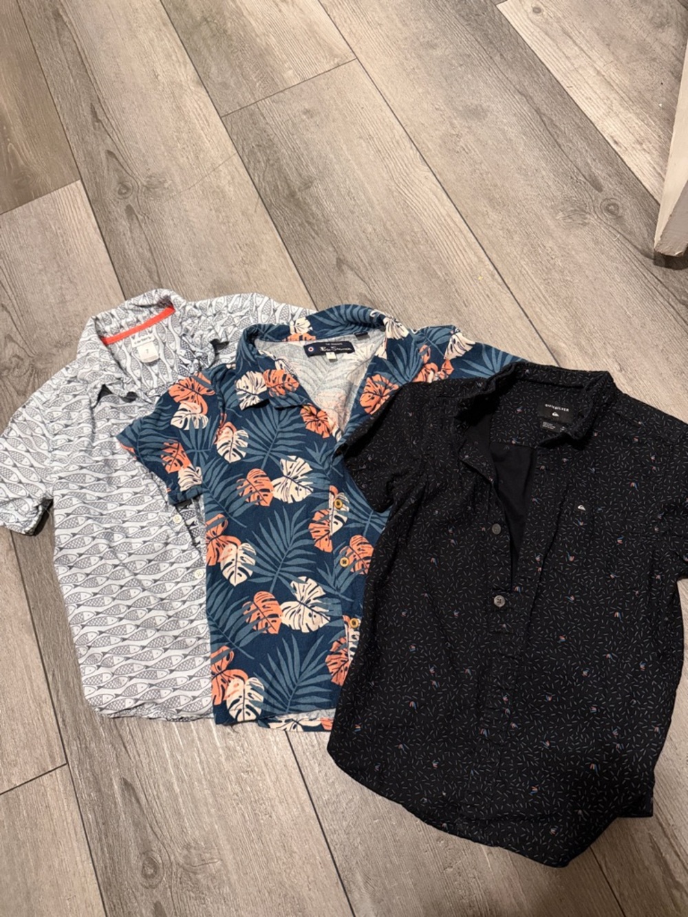 Quiksilver Boys Navy Tropical Leaf Polo - Blue, Orange, White